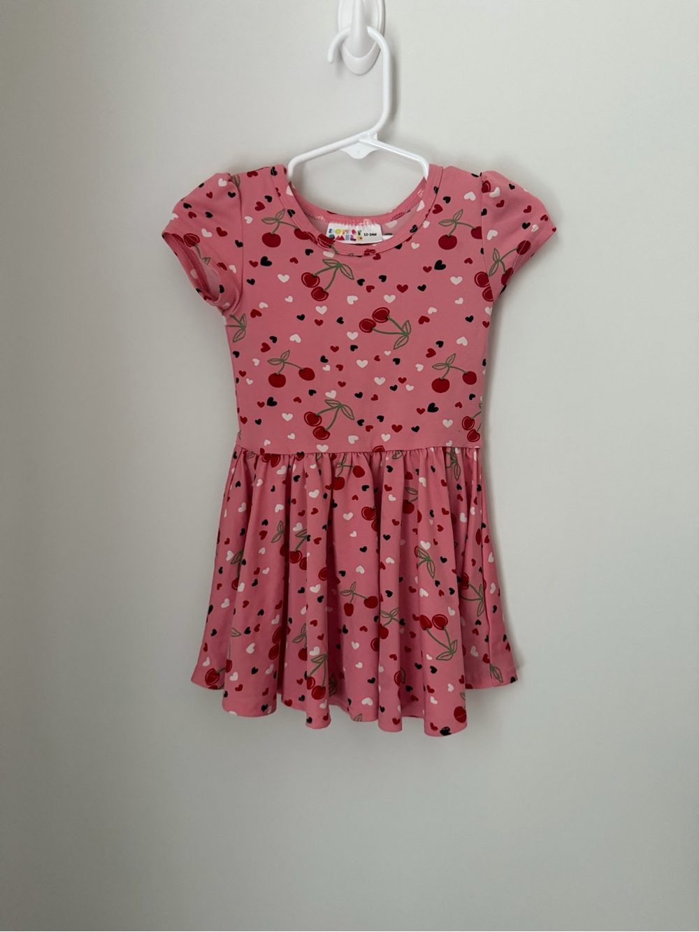 Dot Dot Smile Pink Cherry Heart Twirl Dress